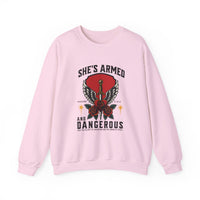 Load image into Gallery viewer, She's Armed and Dangerous, Christian Sweatshirt, Bible Verse Sweater, Women Shirt, Ephesian 6:17