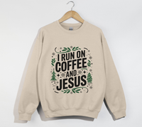 Load image into Gallery viewer, I Run On Coffee And Jesus - Christmas Sweatshirt
