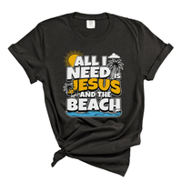 Load image into Gallery viewer, All I Need Is Jesus And The Beach - Christian Summer Comfort Colors Women's Tee