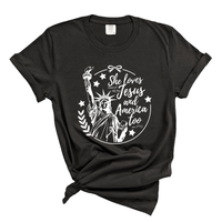 Load image into Gallery viewer, She Loves Jesus And America Too - Comfort Colors Women's Tee