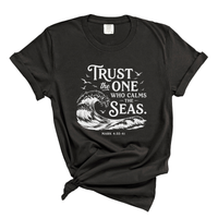 Load image into Gallery viewer, Trust The One Who Calms The Seas - Mark 4:35-41 Scripture Comfort Colors Tee