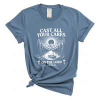 Load image into Gallery viewer, Cast All Your Cares on the Lord - Christian Comfort Colors Tee
