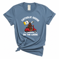 Load image into Gallery viewer, Catholic Goose On The Loose - Comfort Colors Tee