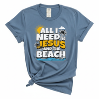 Load image into Gallery viewer, All I Need Is Jesus And The Beach - Christian Summer Comfort Colors Women's Tee