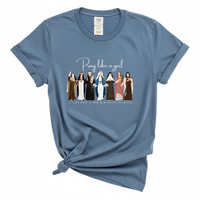 Load image into Gallery viewer, Pray Like a Girl Christian Catholic Saints Comfort Colors Tee