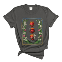 Load image into Gallery viewer, Jesus Mary Joseph Three Hearts - Catholic Comfort Colors Tee