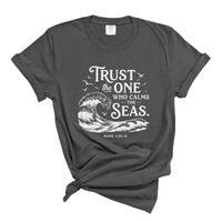 Load image into Gallery viewer, Trust The One Who Calms The Seas - Mark 4:35-41 Scripture Comfort Colors Tee