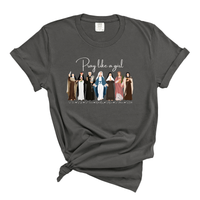 Load image into Gallery viewer, Pray Like a Girl Christian Catholic Saints Comfort Colors Tee