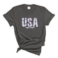 Load image into Gallery viewer, USA Est 1766 Floral Shirt - Comfort Colors Women's Tee