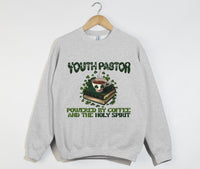 Load image into Gallery viewer, Powered By Coffee And The Holy Spirit - Christian Sweatshirt, Youth Pastor Gift
