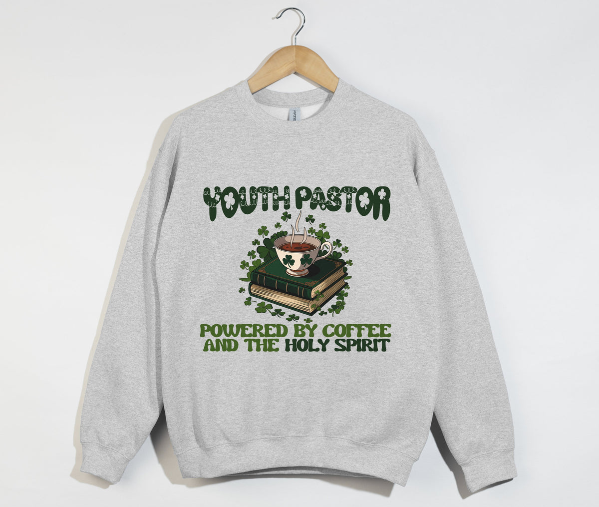 Powered By Coffee And The Holy Spirit - Christian Sweatshirt, Youth Pastor Gift
