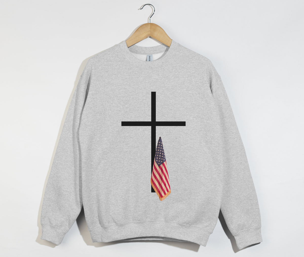 American Flag Cross Shirt - Patriotic Christian Sweatshirt
