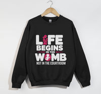 Load image into Gallery viewer, Life Begins In The Womb Not In The Courtroom - Sweatshirt
