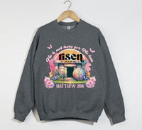 Load image into Gallery viewer, He Is Not Here For He Has Risen - Christian Sweatshirt
