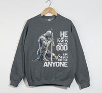 Load image into Gallery viewer, He Who Kneels Before God - Christian Sweatshirt
