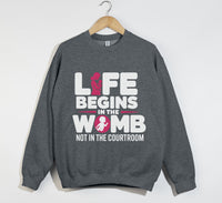 Load image into Gallery viewer, Life Begins In The Womb Not In The Courtroom - Sweatshirt
