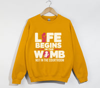 Load image into Gallery viewer, Life Begins In The Womb Not In The Courtroom - Sweatshirt
