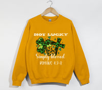 Load image into Gallery viewer, Not Lucky, Simply Blessed - Christian Sweatshirt