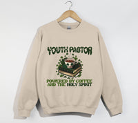 Load image into Gallery viewer, Powered By Coffee And The Holy Spirit - Christian Sweatshirt, Youth Pastor Gift
