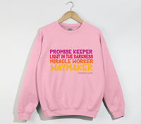 Load image into Gallery viewer, Waymaker, Miracle Worker, Promise Keeper, Light in the Darkness - Christian Sweatshirt
