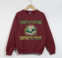 Load image into Gallery viewer, Powered By Coffee And The Holy Spirit - Christian Sweatshirt, Youth Pastor Gift
