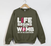Load image into Gallery viewer, Life Begins In The Womb Not In The Courtroom - Sweatshirt
