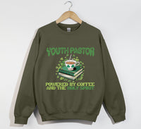 Load image into Gallery viewer, Powered By Coffee And The Holy Spirit - Christian Sweatshirt, Youth Pastor Gift
