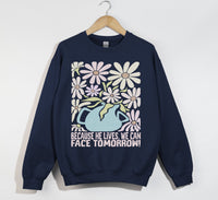 Load image into Gallery viewer, Because He Lives, We Can Face Tomorrow - Christian Easter Sweatshirt
