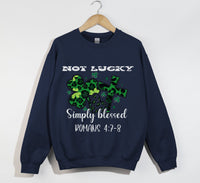 Load image into Gallery viewer, Not Lucky, Simply Blessed - Christian Sweatshirt