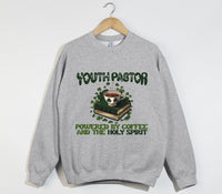Load image into Gallery viewer, Powered By Coffee And The Holy Spirit - Christian Sweatshirt, Youth Pastor Gift

