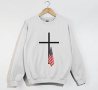 Load image into Gallery viewer, American Flag Cross Shirt - Patriotic Christian Sweatshirt
