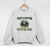Load image into Gallery viewer, Powered By Coffee And The Holy Spirit - Christian Sweatshirt, Youth Pastor Gift
