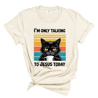 Load image into Gallery viewer, I'm Only Talking to Jesus Today Cat Shirt, Christian Cat Lover Gift, Funny Faith Tee, Vintage Religious Cat Design, Coffee Lover Shirt