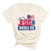 Load image into Gallery viewer, She Loves Jesus and America Too - Comfort Colors Tee
