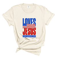 Load image into Gallery viewer, Love Jesus and America Too Shirt - Patriotic Christian Comfort Colors Tee