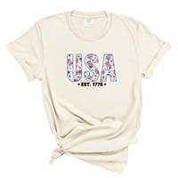 Load image into Gallery viewer, USA Est 1766 Floral Shirt - Comfort Colors Women's Tee