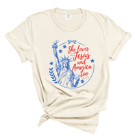 Load image into Gallery viewer, She Loves Jesus And America Too - Comfort Colors Women's Tee