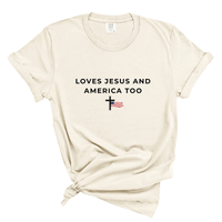Load image into Gallery viewer, Love Jesus and America Too - Patriotic Christian Shirt Comfort Colors Tee