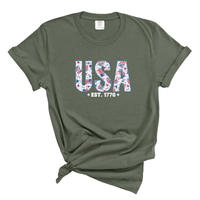 Load image into Gallery viewer, USA Est 1766 Floral Shirt - Comfort Colors Women's Tee