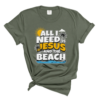 Load image into Gallery viewer, All I Need Is Jesus And The Beach - Christian Summer Comfort Colors Women's Tee