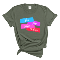 Load image into Gallery viewer, Love Joy Hope In Christ Shirt - Comfort Colors Tee