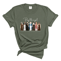 Load image into Gallery viewer, Pray Like a Girl Christian Catholic Saints Comfort Colors Tee