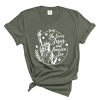 Load image into Gallery viewer, She Loves Jesus And America Too - Comfort Colors Women's Tee