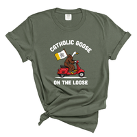 Load image into Gallery viewer, Catholic Goose On The Loose - Comfort Colors Tee