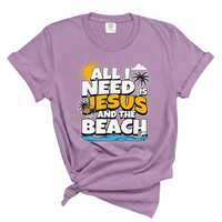 Load image into Gallery viewer, All I Need Is Jesus And The Beach - Christian Summer Comfort Colors Women's Tee