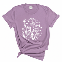 Load image into Gallery viewer, She Loves Jesus And America Too - Comfort Colors Women's Tee