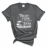 Load image into Gallery viewer, Trust The One Who Calms The Seas - Mark 4:35-41 Scripture Comfort Colors Tee