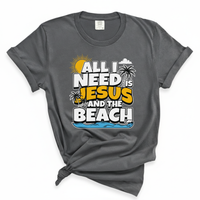 Load image into Gallery viewer, All I Need Is Jesus And The Beach - Christian Summer Comfort Colors Women's Tee