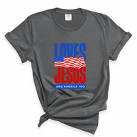 Load image into Gallery viewer, Love Jesus and America Too Shirt - Patriotic Christian Comfort Colors Tee