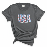 Load image into Gallery viewer, USA Est 1766 Floral Shirt - Comfort Colors Women's Tee